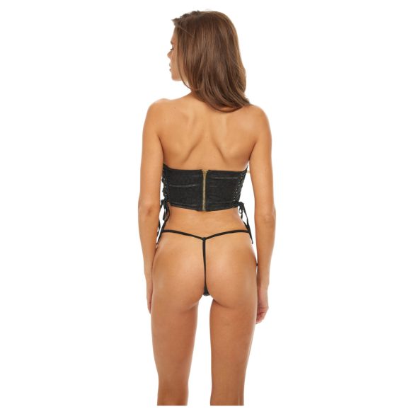 Bombshell - corset court léopard avec string - noir - M