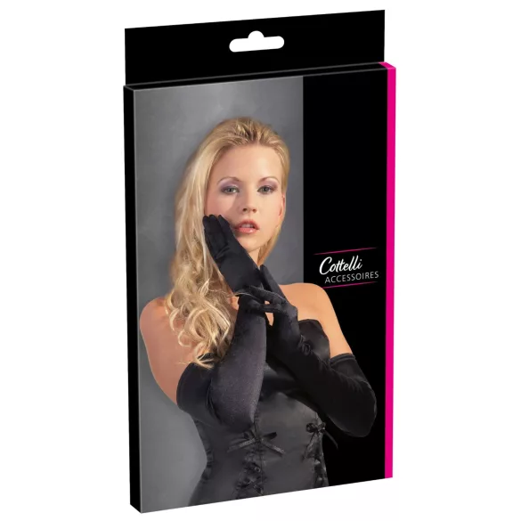 Cottelli - Gants satinés longs - noir - taille S-L