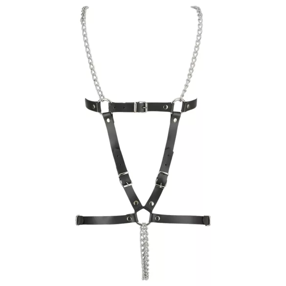 ZADO - harnais corporel cuir à chaînes - noir - S-L
