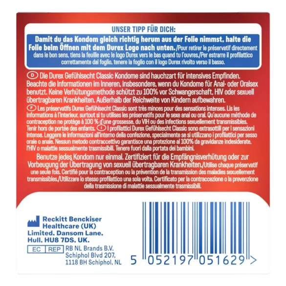 Durex - Préservatifs ultra fins - Sensation naturelle - 3 pièces