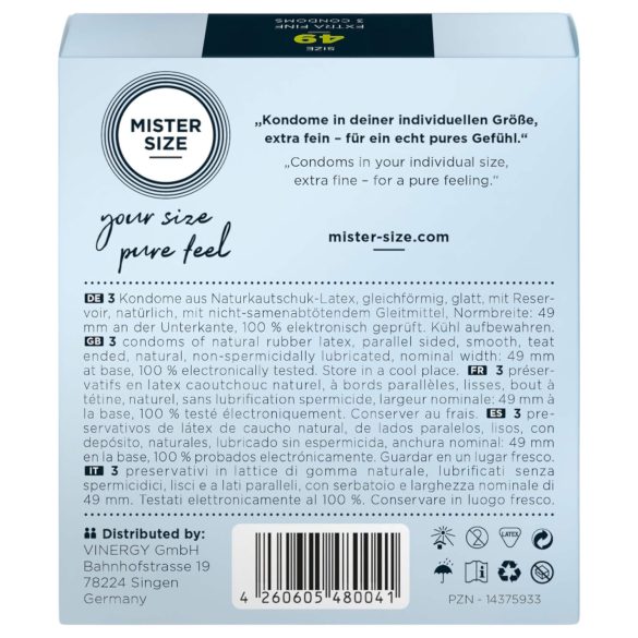 Mister Size - préservatif fin - 49mm - boîte de 3