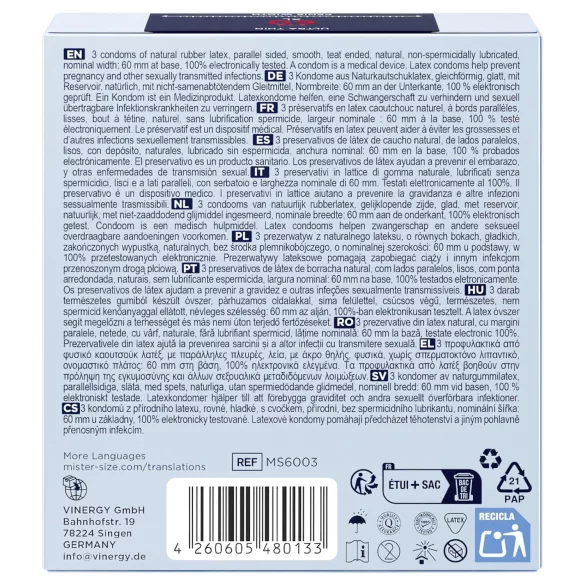 Mister Size - préservatif fin - 60mm - pack de 3