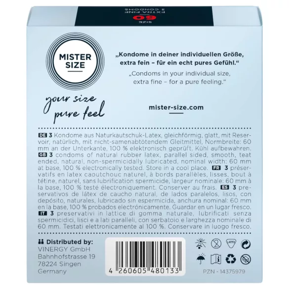 Mister Size - préservatif fin - 60mm - pack de 3