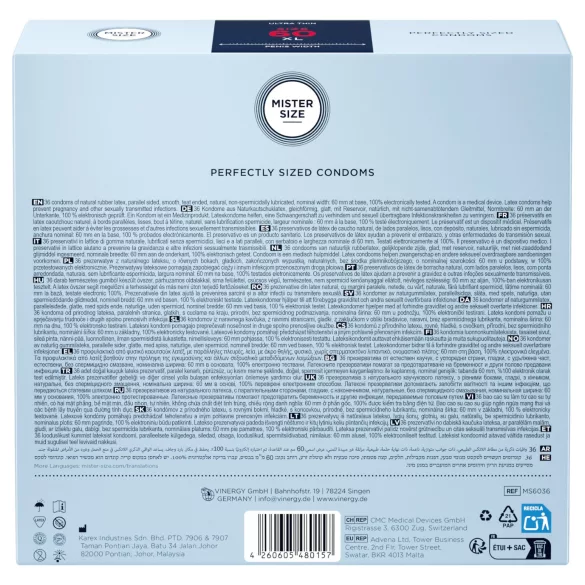 Mister Size - préservatif fin - grande taille 60mm - boîte de 36