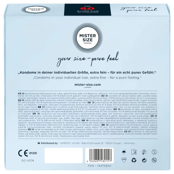Mister Size - préservatif fin - grande taille 60mm - boîte de 36