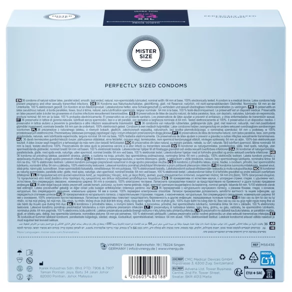 Mister Size - préservatif fin - grande taille 64mm - boîte de 36