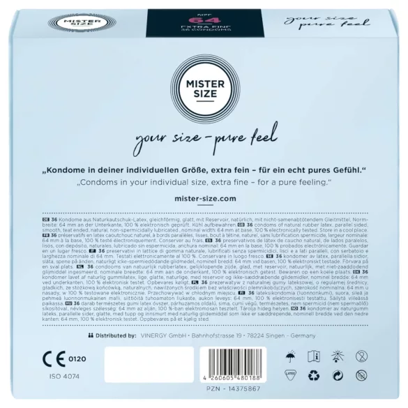 Mister Size - préservatif fin - grande taille 64mm - boîte de 36