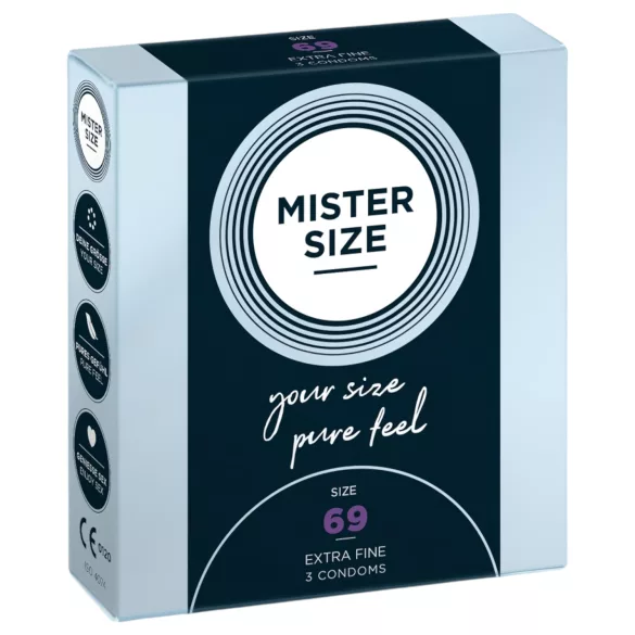 Mister Size - préservatif extra fin - grande taille 69mm - boîte de 3