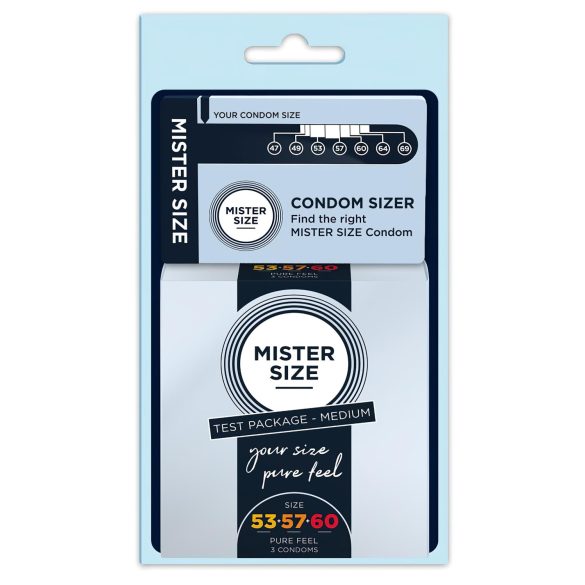 Pack Test Présent Mister Size avec Mètre pour Préservatifs - 3 pièces
