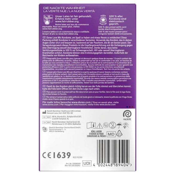 Durex Love Mix - préservatifs assortis - pack de 18