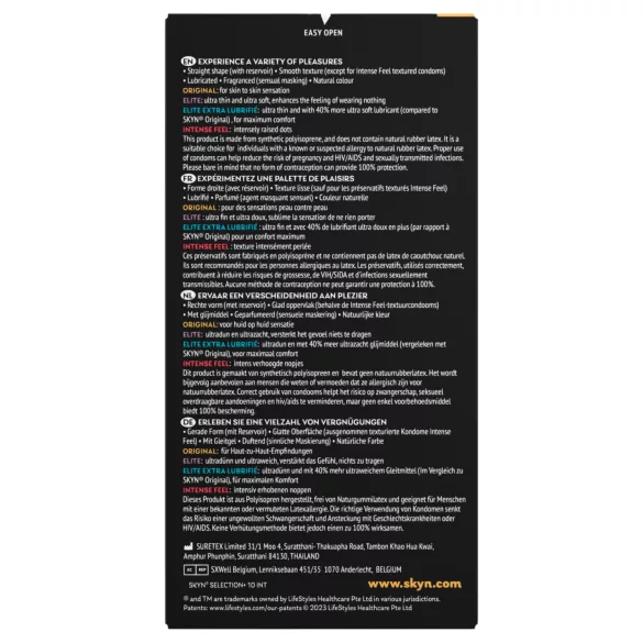 SKYN Selection+ - assortiment de préservatifs sans latex (boîte de 10)