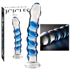   Icicles No. 5 - godemichet en verre spirale - transparent bleu