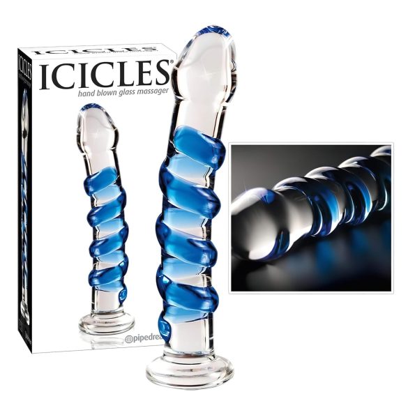 Icicles No. 5 - spirale de verre (transparente-bleu)