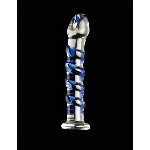 Icicles No. 5 - godemichet en verre spirale - transparent bleu