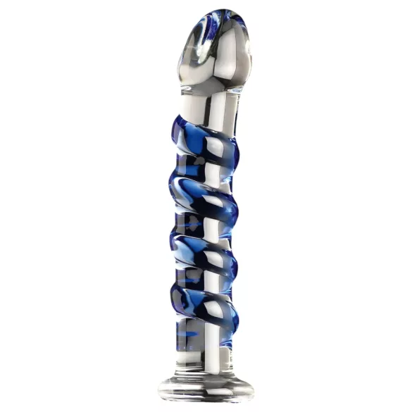 Icicles No. 5 - godemichet en verre spirale - transparent bleu