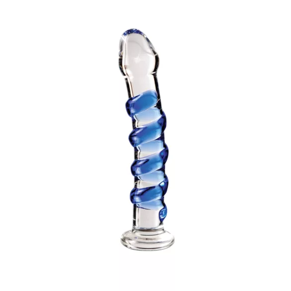 Icicles No. 5 - godemichet en verre spirale - transparent bleu