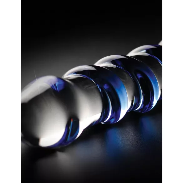 Icicles No. 5 - godemichet en verre spirale - transparent bleu