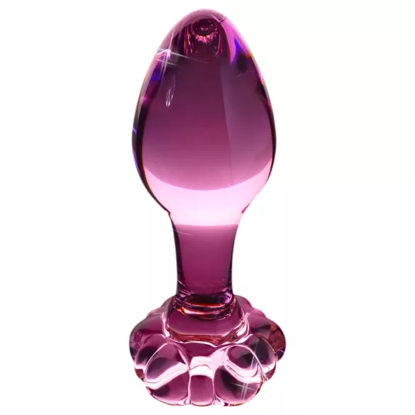 Icicles n° 48 - plug anal en verre à motif floral (rose)