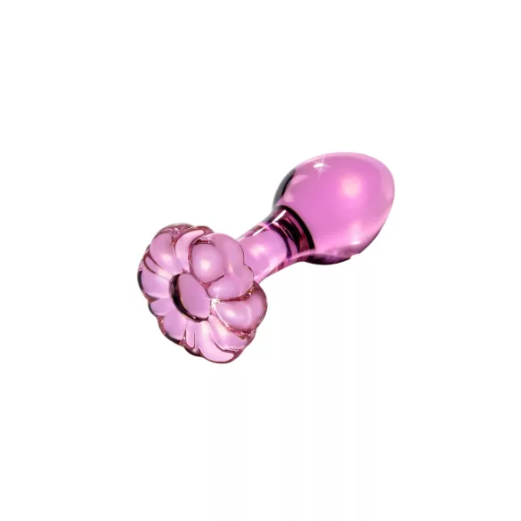 Icicles n° 48 - plug anal en verre à motif floral (rose)