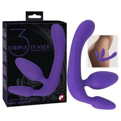 Triple dildo violet sans harnais (fixation facile)