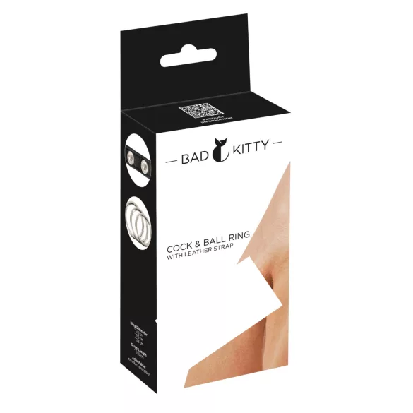 Bad Kitty - cockring et anneau testicules - cuir noir