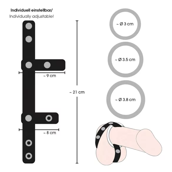 Bad Kitty - cockring et anneau testicules - cuir noir