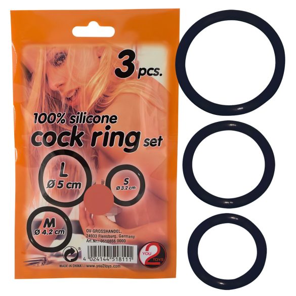 You2Toys - Trio d'anneaux pénis silicone - noir