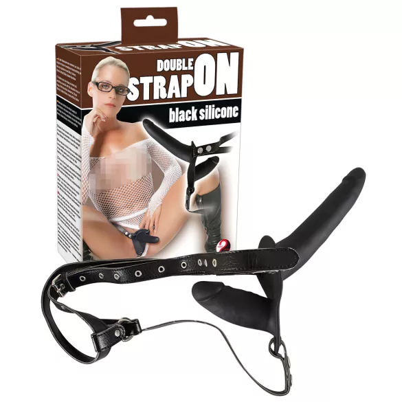 You2Toys - gode-ceinture duo en silicone (noir)