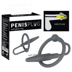 Plug pénien - anneau silicone avec dilatateur conique (gris)   Plug pénien - anneau silicone avec dilatateur conique (gris)