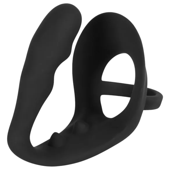 Black Velvets - plug anal avec anneau pénis et testicules - silicone noir