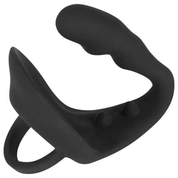 Black Velvets - plug anal avec anneau pénis et testicules - silicone noir