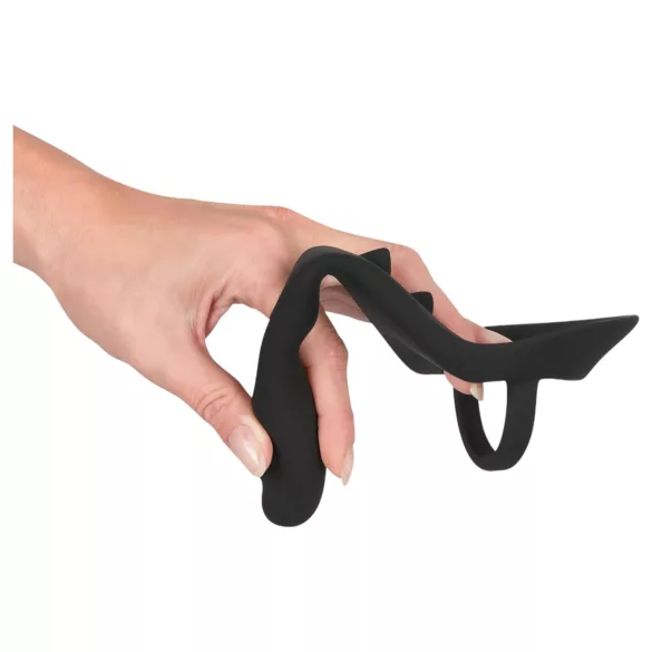 Black Velvets - plug anal avec anneau pénis et testicules - silicone noir