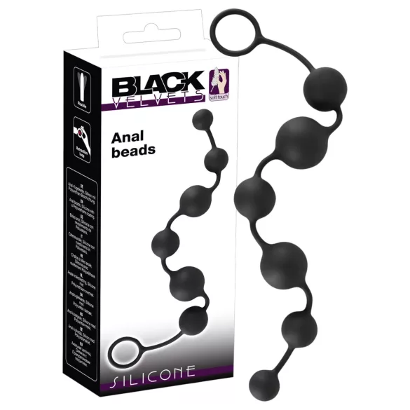 Black Velvets - godemichet anal à 6 perles (noir)