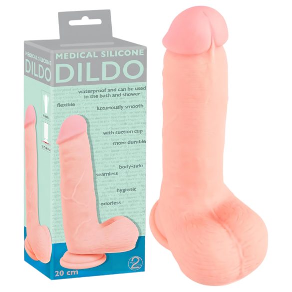 Dildo en silicone médical droit (20 cm) - naturel