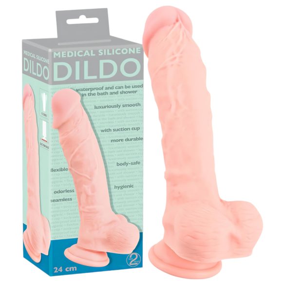 Dildo en silicone médical 24 cm - naturel