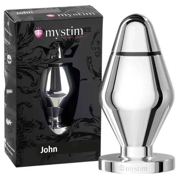 mystim Little John - plug anal électrique - grande taille - argenté