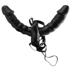 Pipedream - Godemichet double strap-on (noir) - Fetish