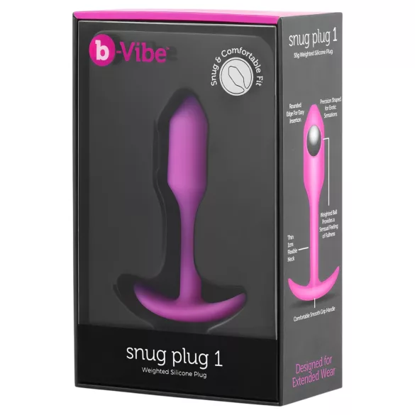 b-Vibe Snug Plug 1 - plug anal avec poids interne (55 g, rose)