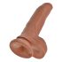 Gode "Roi Coq" 23 cm avec testicules - marron
