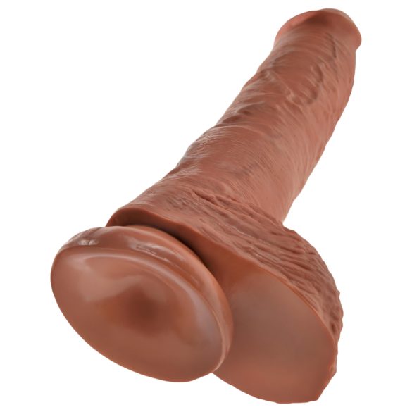 King Cock - gode réaliste avec testicules - 25 cm - marron