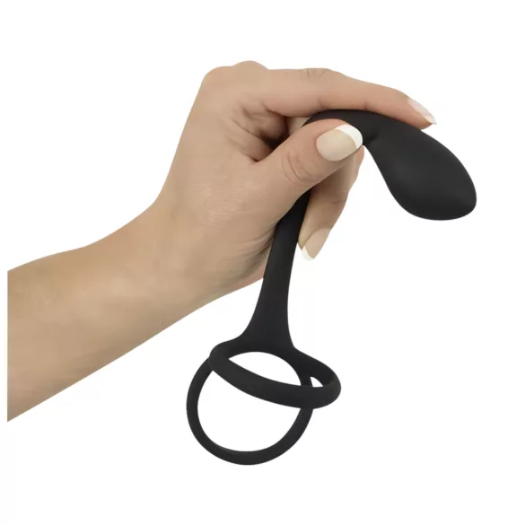 Black Velvets - plug anal avec cockring fin - silicone noir