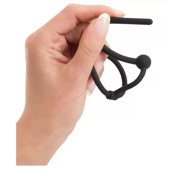 You2Toys - Plug pénien - anneau de gland en silicone avec dilatateur creux (noir)