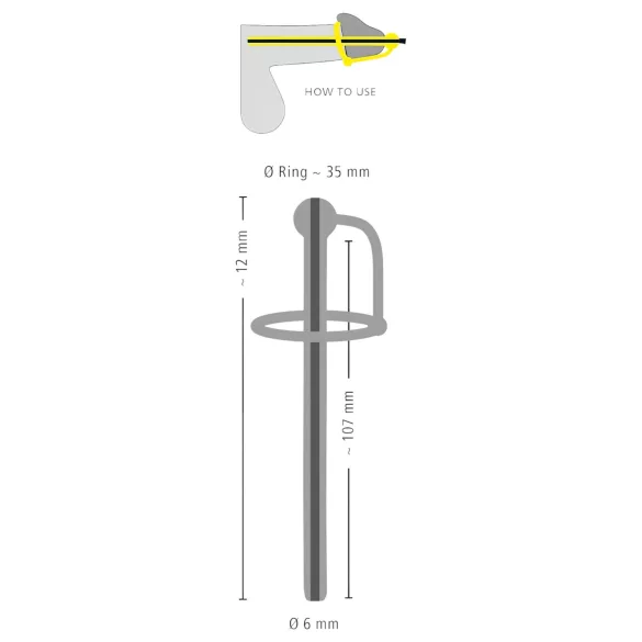 You2Toys - Plug pénien - anneau de gland en silicone avec dilatateur creux (noir)