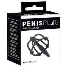 Plug pénien - cage silicone avec dilatateur (noir) Plug pénien - cage silicone avec dilatateur (noir)