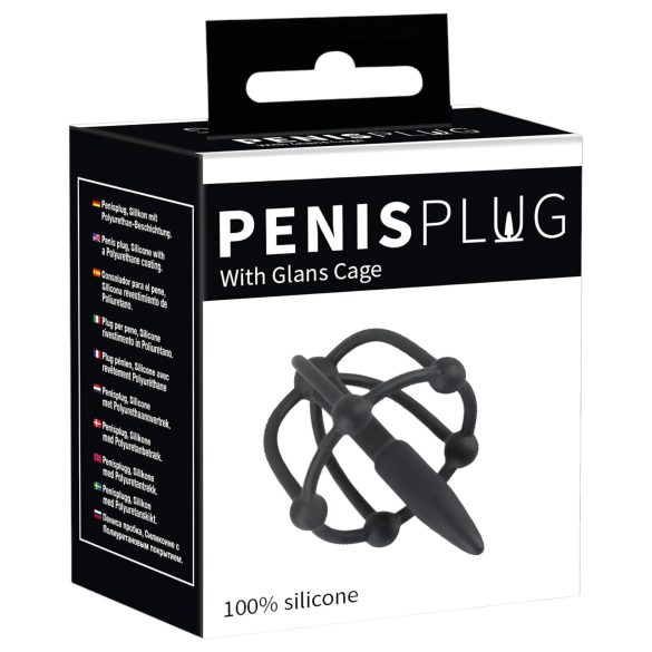 Plug pénien - cage silicone avec dilatateur (noir)