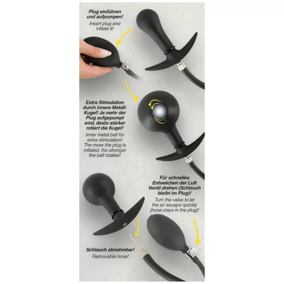 You2Toys - plug anal à billes gonflable - silicone noir