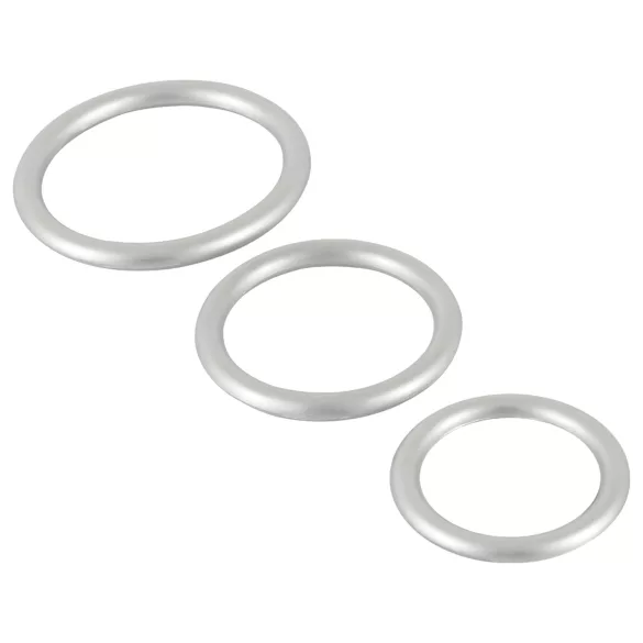 You2Toys - set anneaux pénis silicone métal argenté - 3 pièces