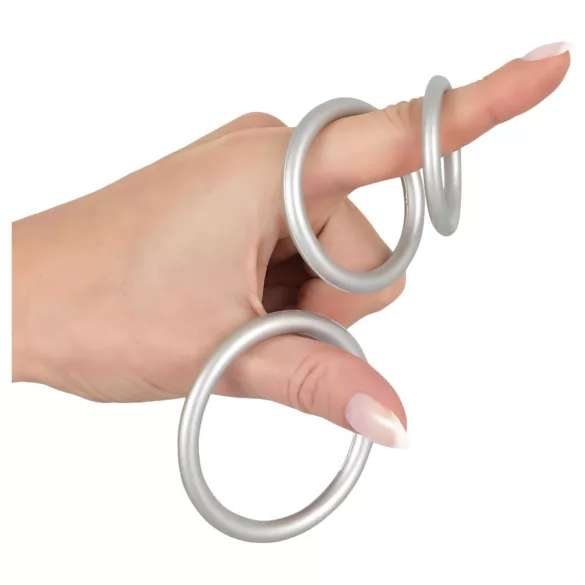 You2Toys - set anneaux pénis silicone métal argenté - 3 pièces