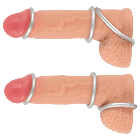 You2Toys - set anneaux pénis silicone métal argenté - 3 pièces