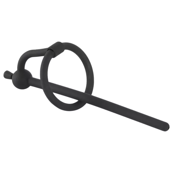 Penisplug - dilatateur urétral avec anneau gland - silicone noir 0,6 mm